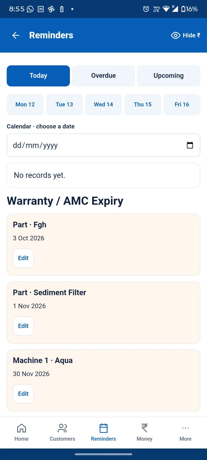 True Aqua Services — feature screen