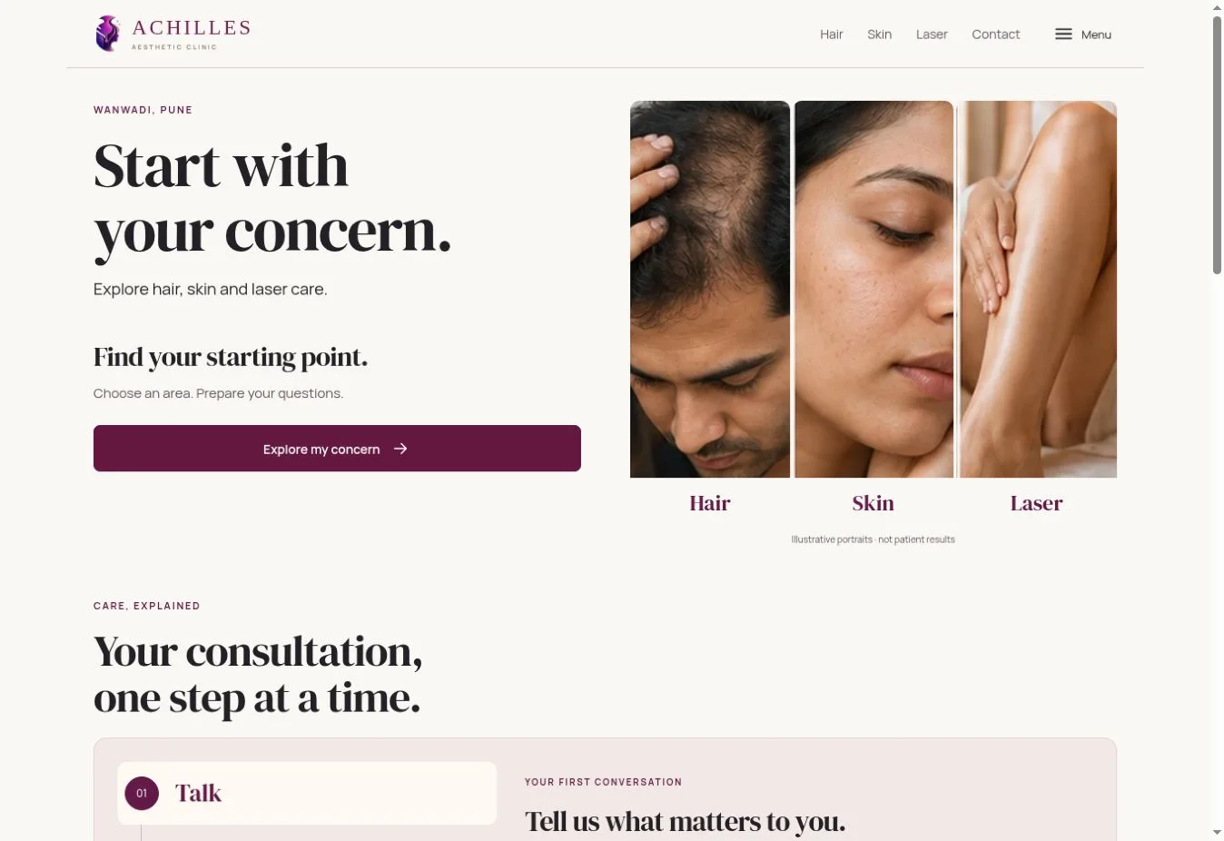 Achilles Aesthetic Clinic website design by M.A.K Solutions