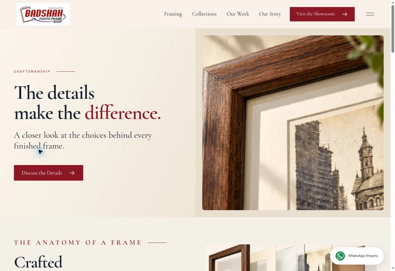 Badshah Frames — website interface