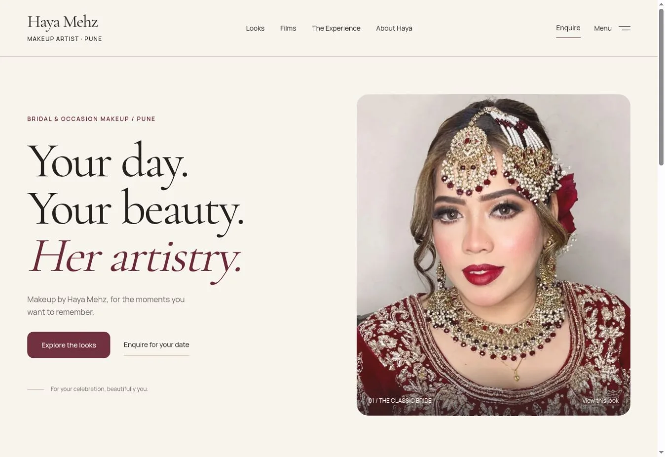 Actual Haya Mehz Makeup homepage