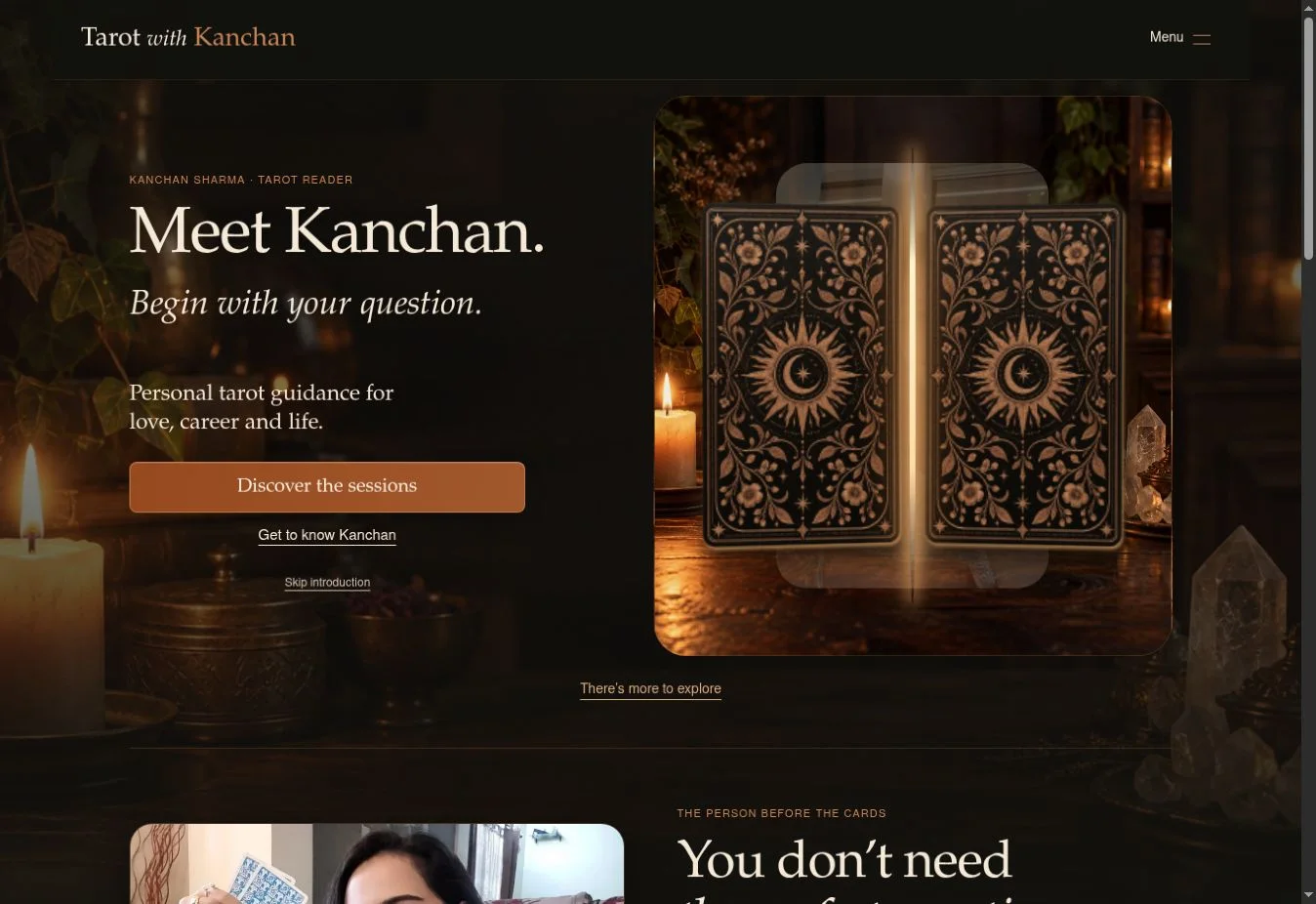 Tarot with Kanchan website design by M.A.K Solutions